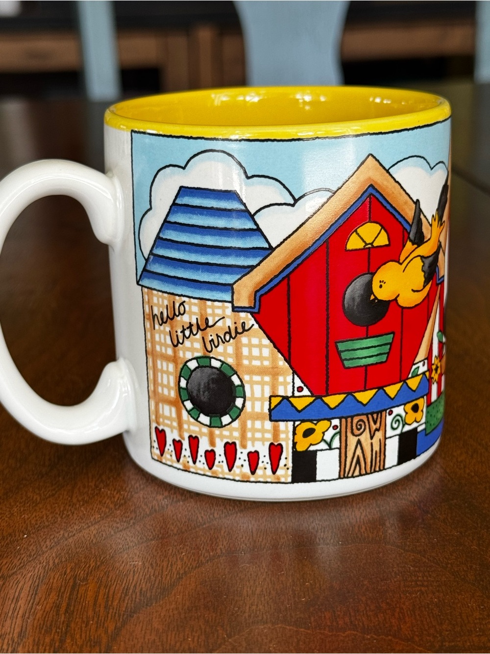 Flowers Inc Balloons Hello Little Birdie Betty Confetti Coffee Tea Mug Cup Birds